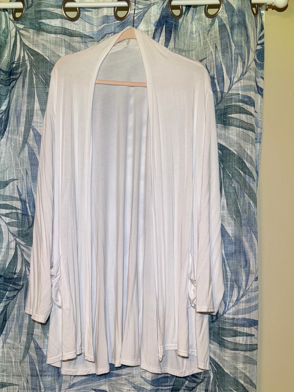 Swingy Lightweight Open Front White Cardigan Duster. Plus size